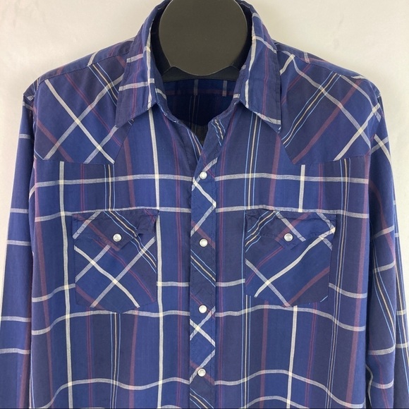 VINTAGE Youngbloods Authentic Western Plaid Pearl-Snap XL - Picture 12 of 13